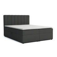 BOXBETT RICK 140/200 in Velours Dunkelgrau H4 - Dunkelgrau, Holz/Holzwerkstoff (140/200cm) - Deine Möbel 24