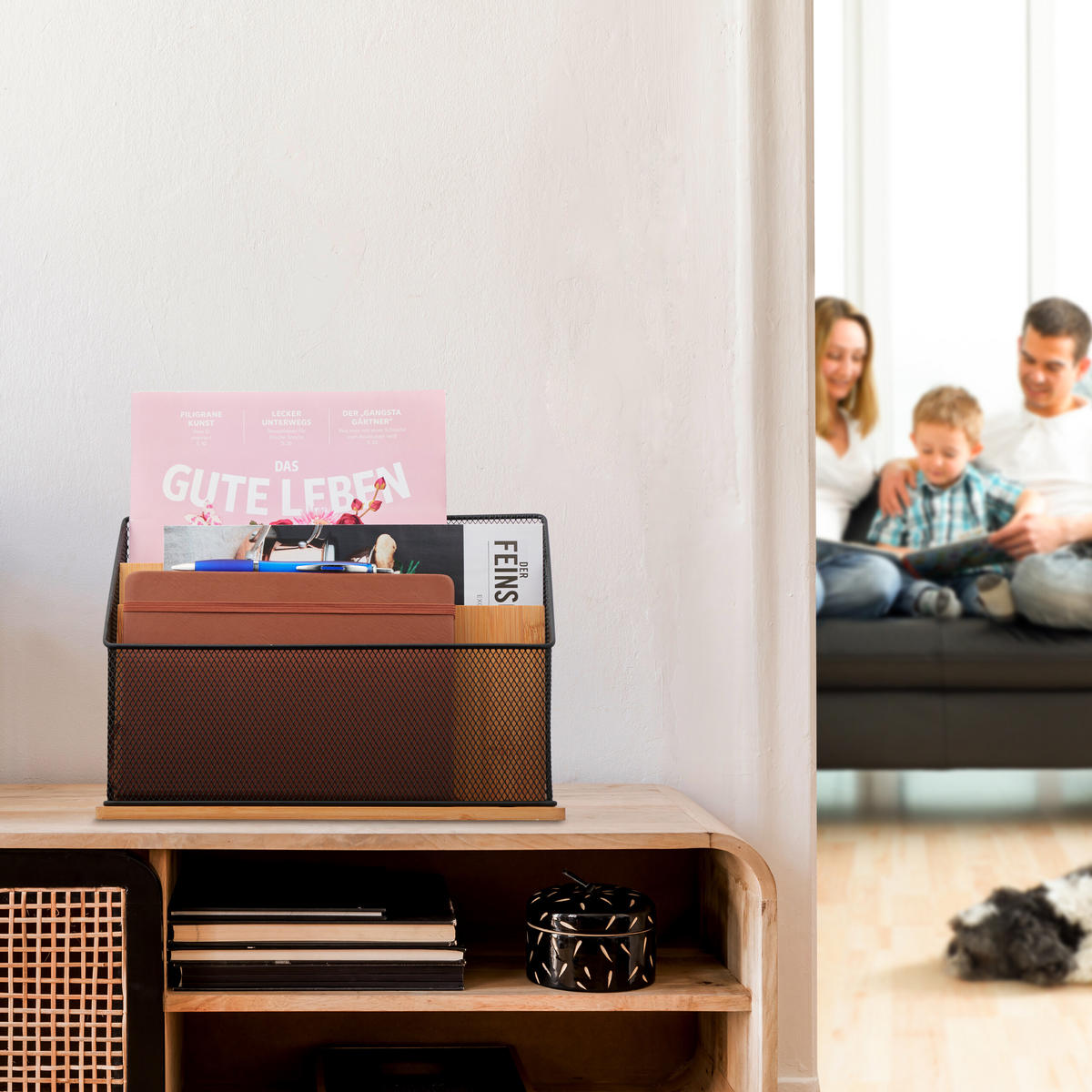 DRŽIAK na papiere - viacfarebná, kov/drevo (29/20/14cm) - Relaxdays