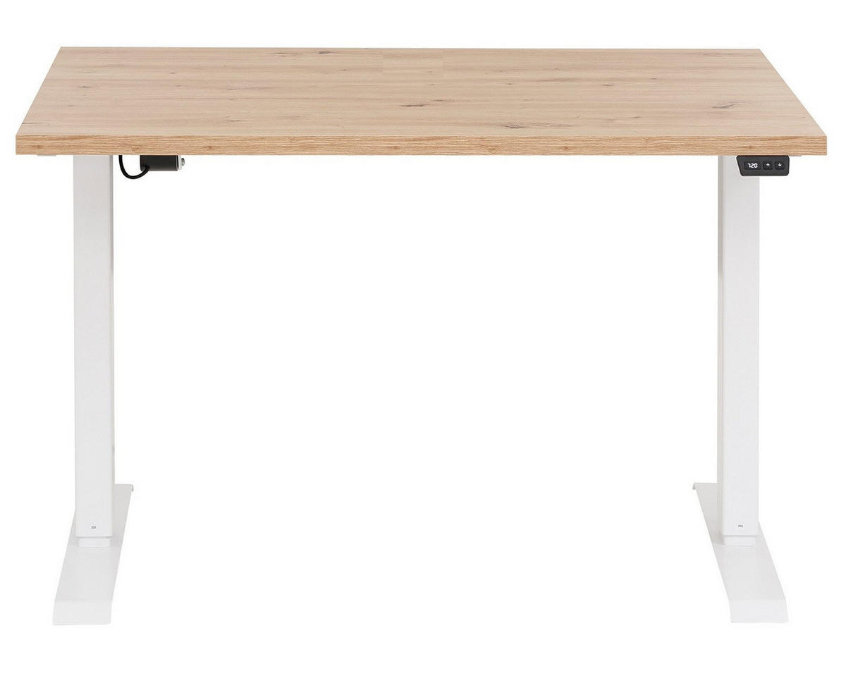 SCHREIBTISCH Weiß 175x80 cm massiver Bambusplatte – von MAJA Möbel, elektrisch höhenverstellbar - Weiß, Holzwerkstoff (80/175/70.5cm)