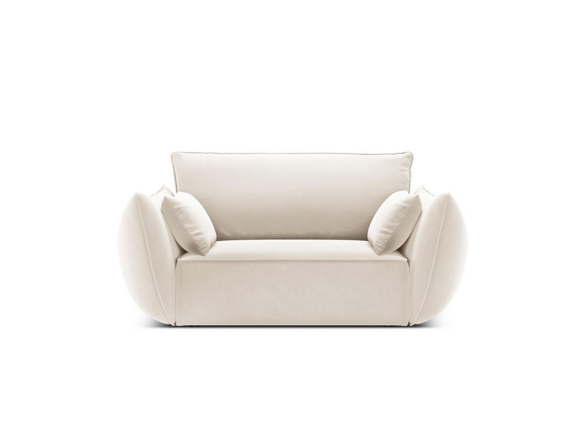 SESSEL Kaelle aus Samt leichtes beige - Creme, Textil (100/85/128cm) - Micadoni