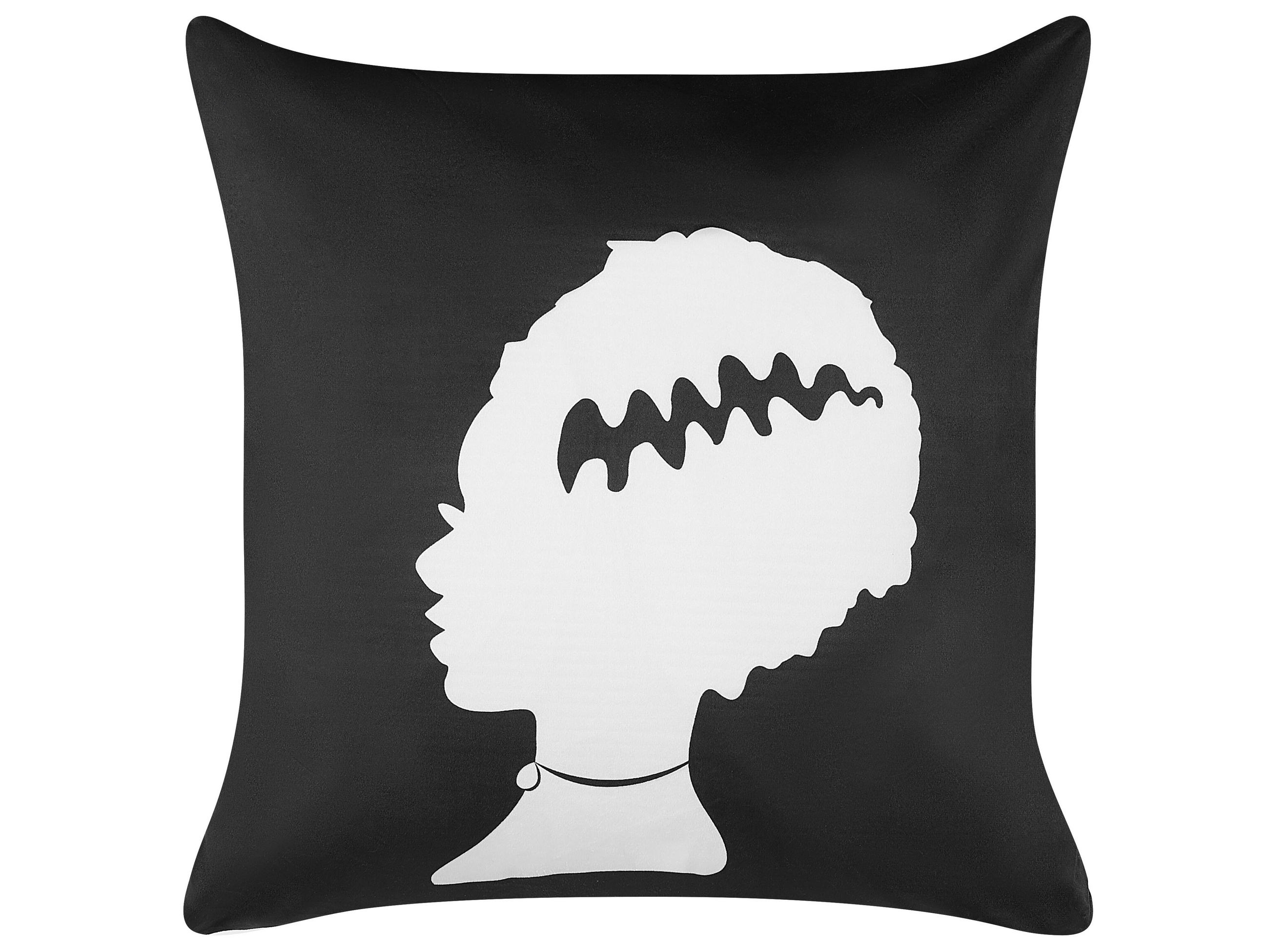DEKOKISSEN 2er-Set Schwarz 45/45 cm Mandevilla - Schwarz, Textil (45/45cm) - Beliani