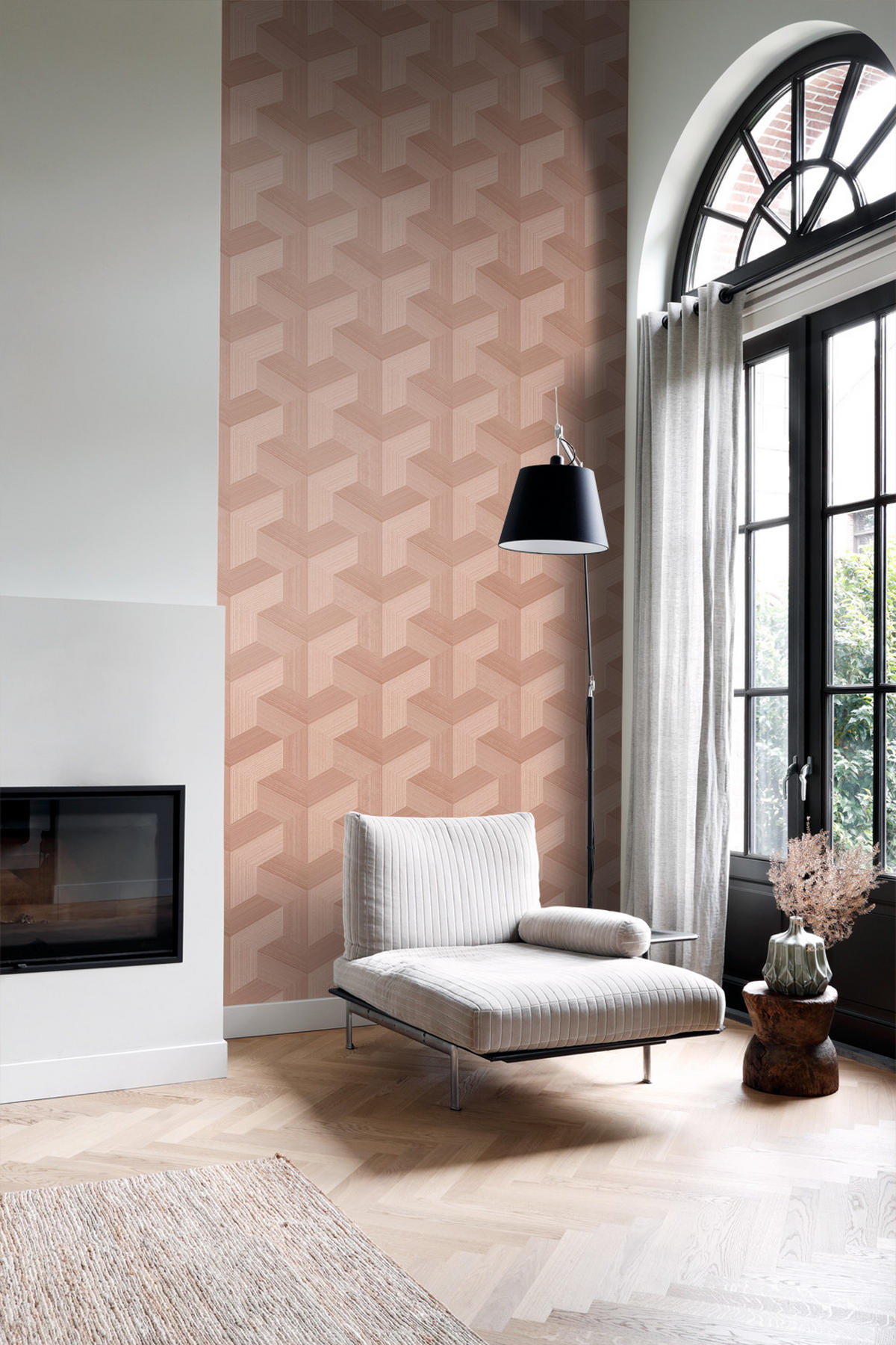 TAPETE 3D-Muster 53 cm x 10.05 m - Terracotta, Papier (53/1000cm) - Origin Wallcoverings