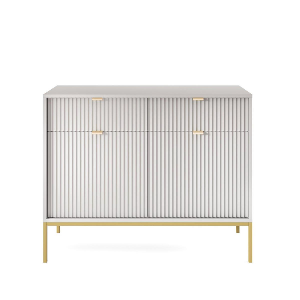 KOMMODE STELLARE 104/83/39 cm mit 2 Schubladen 2 Türen Grau - Goldfarben/Grau, Holzwerkstoff (104/83/39cm) - MASSENO
