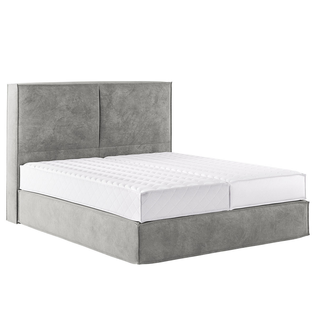BOXSPRINGBETT mit Kopfteil - Premium - Hellgrau, Textil (180/200cm) - home24