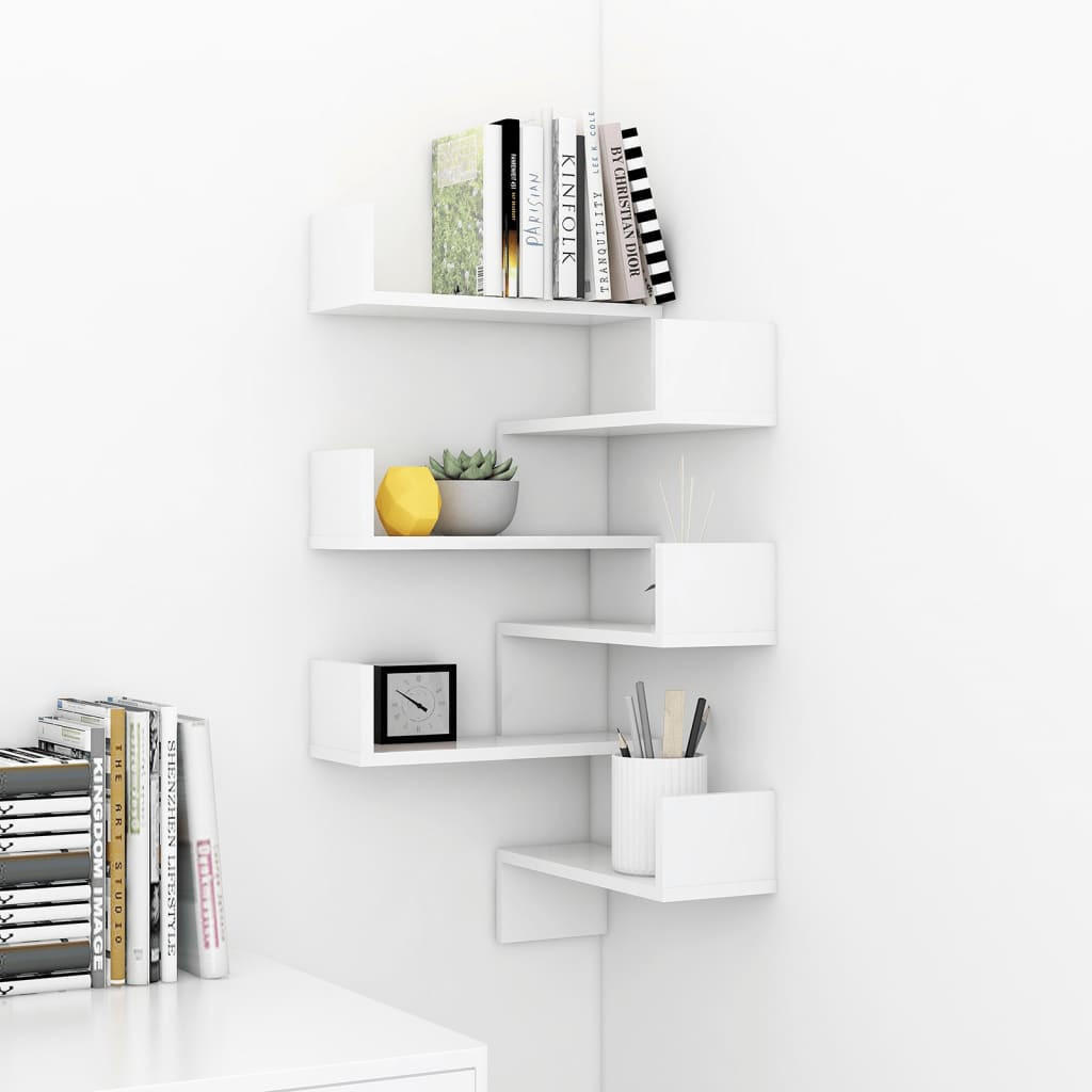 Thumbnail - furnicato Wand-Eckregale, Weiß, Holzwerkstoff, 40x50x40 cm, Wohnzimmer, Regale, Wandregale