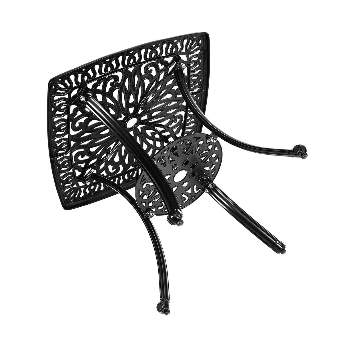 GARTENTISCH aus Gussaluminium in Schwarz Quadratisch 62,5 cm B × 62,5 cm T × 62,3 cm H - Schwarz, Metall (62.5/62.5/62.3cm) - Livingandhome