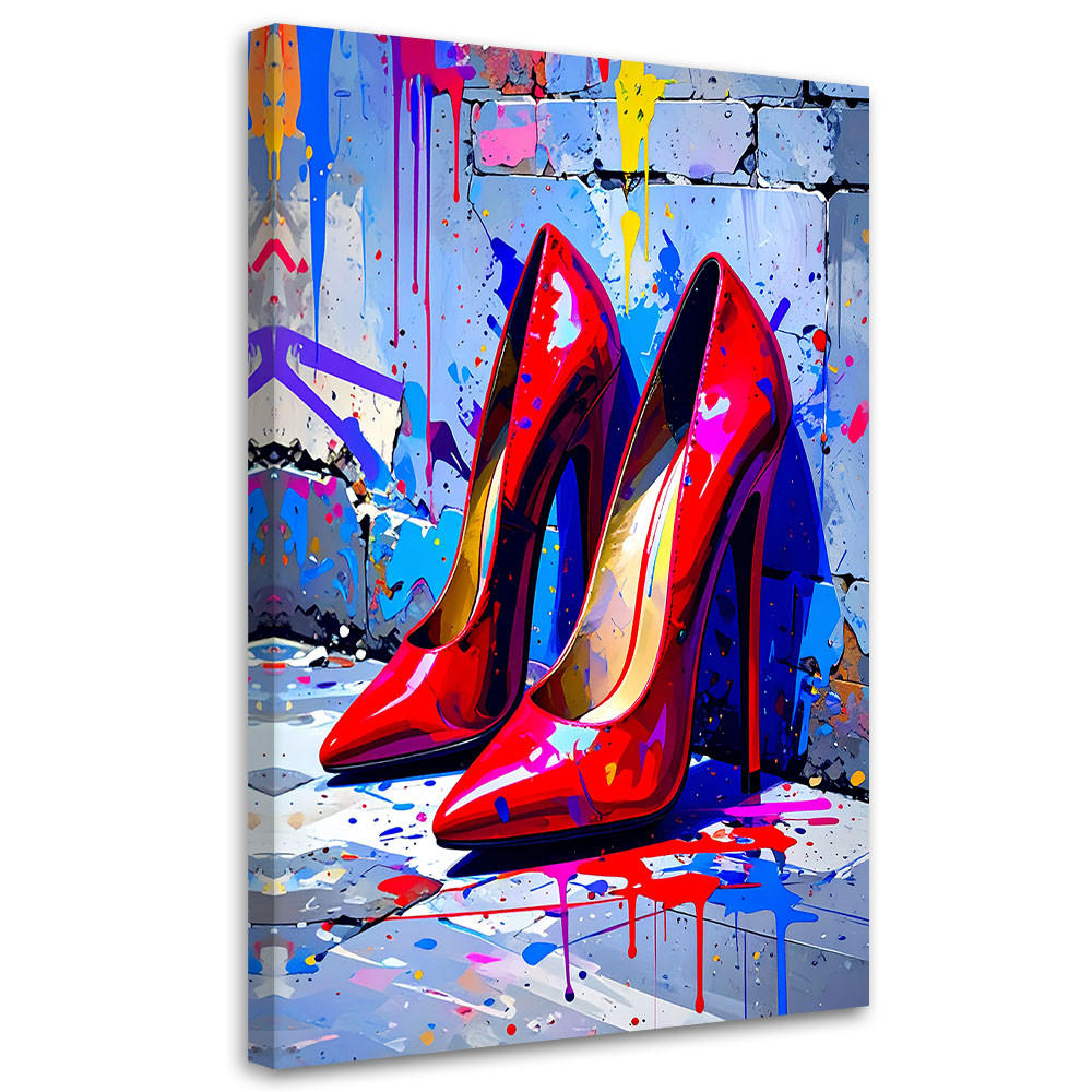 LEINWANDBILD Rote High Heels 80x120cm - Multicolor, Textil (80/120cm) - Feeby