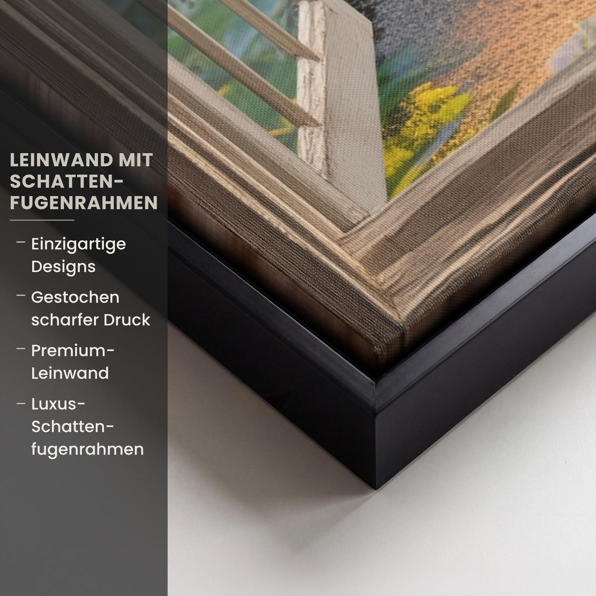 LEINWAND Bilder mit Rahmen - Aussicht - Blumen - Natur - Sonne - Weg - 40x60 - Hellgelb, Textil (40/60cm) - MuchoWow