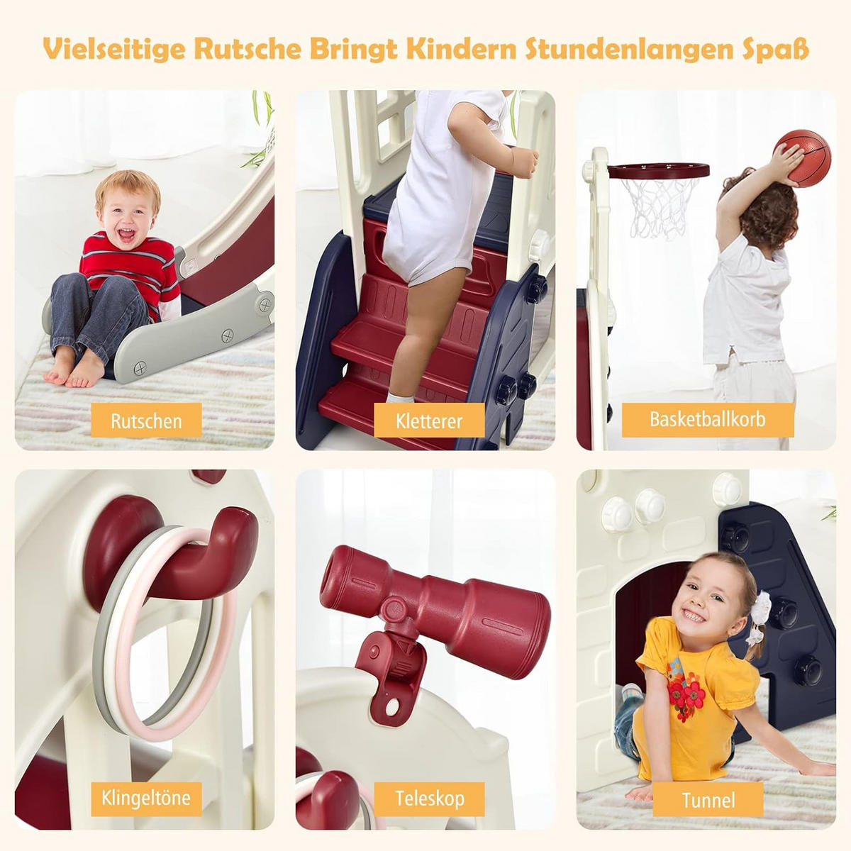 SPIELPLATZ 6 in 1 Kinder Blau - Blau, Kunststoff (83/98/190cm) - COSTWAY