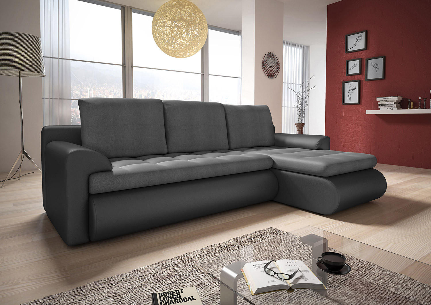 ECKSOFA Santi, Seite: Rechts - Grau, Holz/Textil (226/152cm) - Sofnet