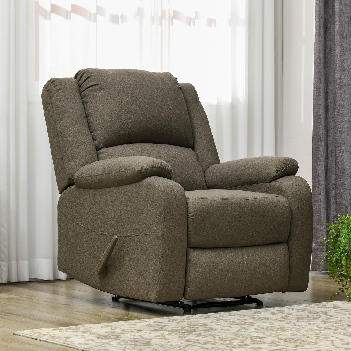 FERNSEHSESSEL Dunkelgrau/Braun, Polyester, Stahl - Braun, Textil/Metall (96/98/90cm) - HOMCOM
