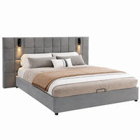 POLSTERBETT mit Bettkasten, USB und Leselicht 180x200 cm Samt Gray - Grau, Metall (180/200cm) - Meubliv