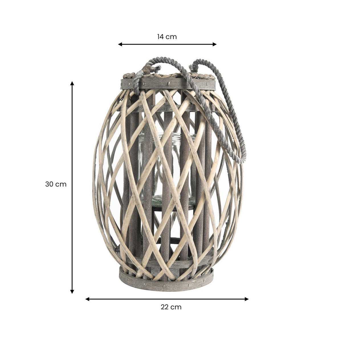 LATERNEN GIZO 2ER-SET - Grau, Glas (22/34/22cm) - IDIMEX