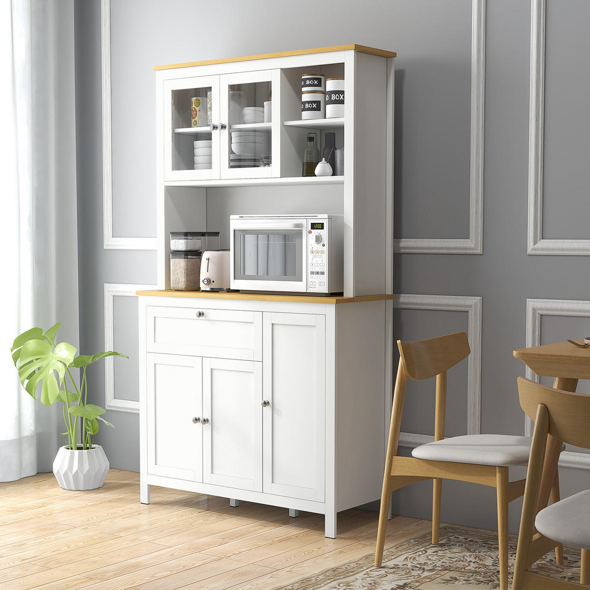 KÜCHENSCHRANK Weiß, 5 Türen, 1 Schublade, 100/40/180 cm - Weiß, Holz (100/180/40cm) - PANGIVO