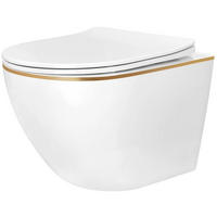 WC Schüssel Randlos Rea Carlo Mini Tornado Nf Gold Edge - Weiß, Keramik (36.5/35/49cm) - REA