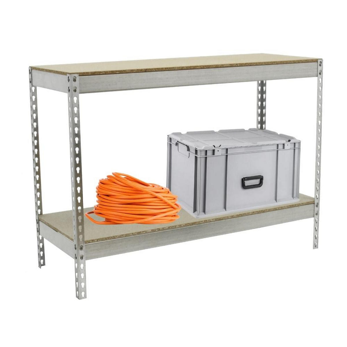 SCHWERLASTREGAL MINI WOOD YETI TWO | HxBxT 90x150x60cm | Fachlast 400kg | Verzinkt - Silberfarben, Metall (150/90/60cm) - PROREGAL