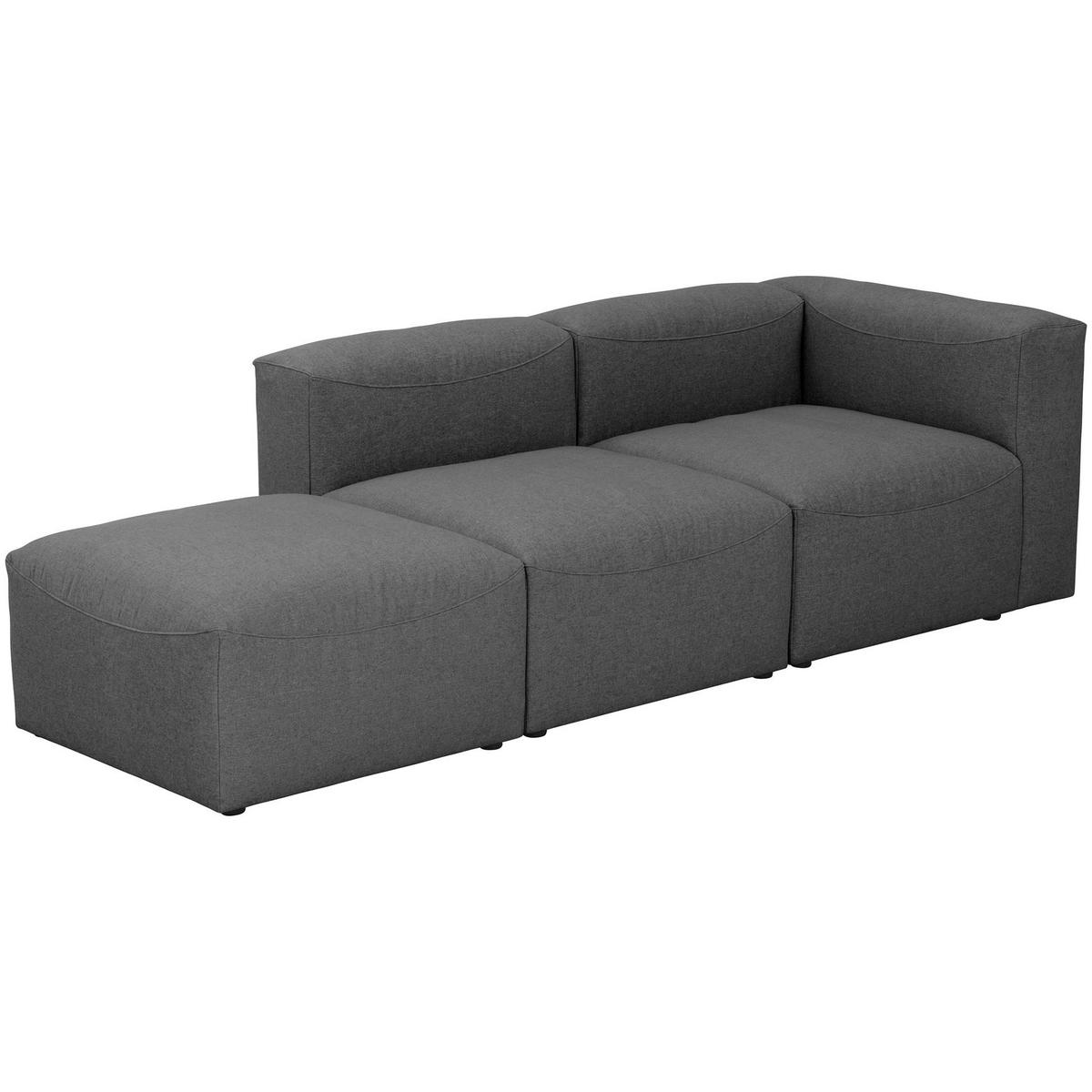 SOFA 2-Sitzer mit Hocker links Kattrina Flachgewebe anthrazit - Anthrazit, Kunststoff (100/73/250cm) - 58aufmkessel