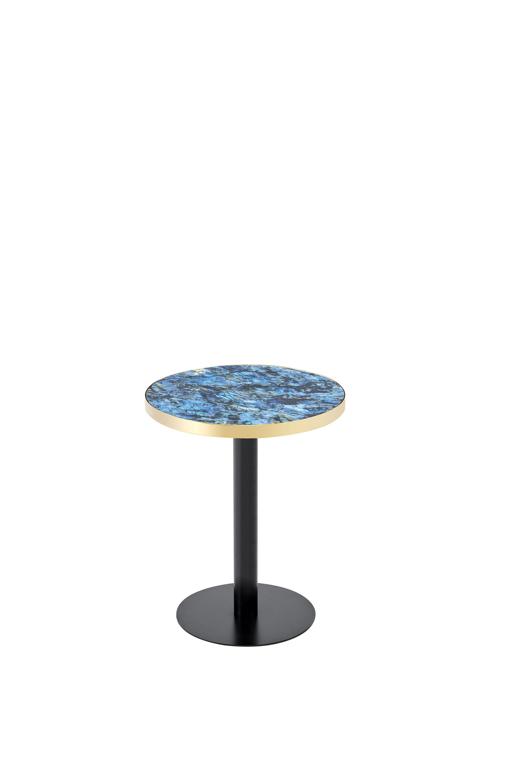 BEISTELLTISCH DE-37359 rund mit Marmoroptik und Goldrand Blau - Blau, Metall (60/60/74cm) - ComfortXL