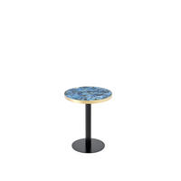 BEISTELLTISCH DE-37359 rund mit Marmoroptik und Goldrand Blau - Blau, Metall (60/60/74cm) - ComfortXL