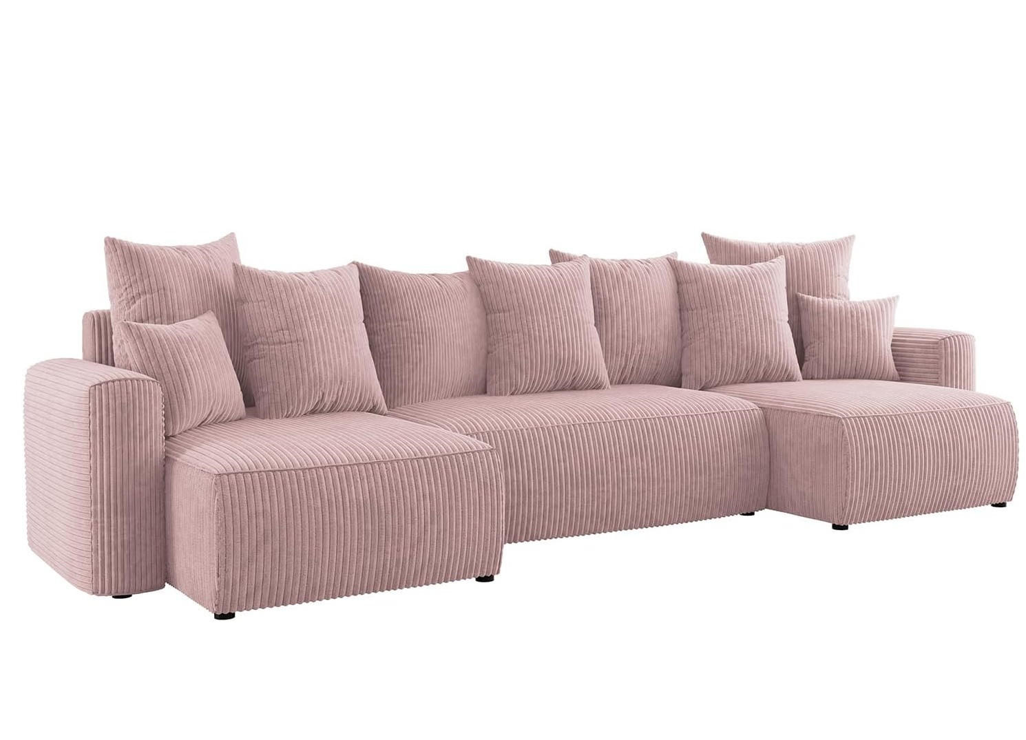 ECKSOFA DAVE U - Pink/Schwarz, Holzwerkstoff (312/142cm) - Meblini