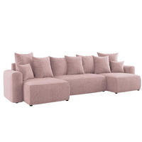 ECKSOFA DAVE U - Pink/Schwarz, Holzwerkstoff (312/142cm) - Meblini