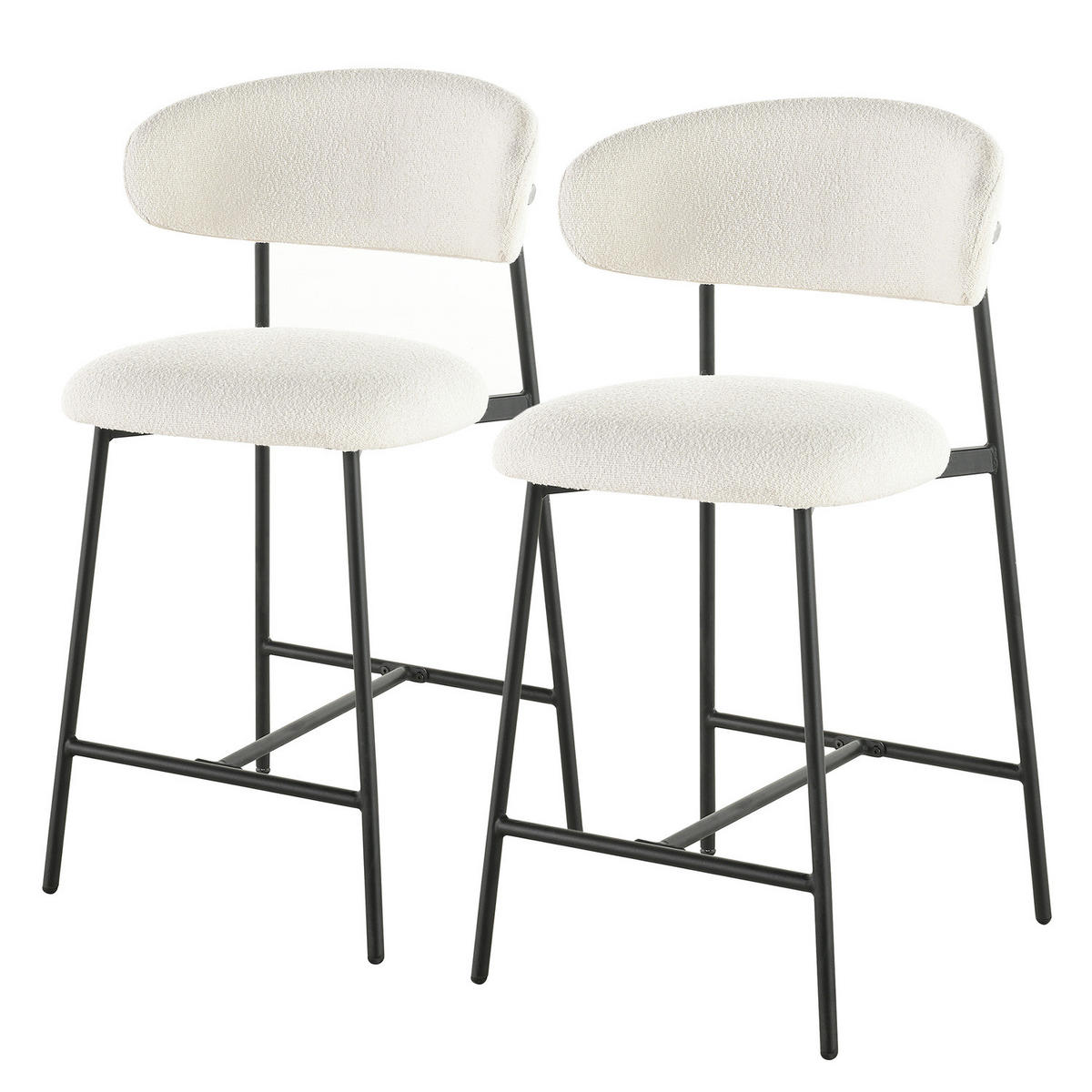 BARSTUHL - 2er-Set - Schwarz/Weiß, Textil/Metall (52/105/53cm) - home24