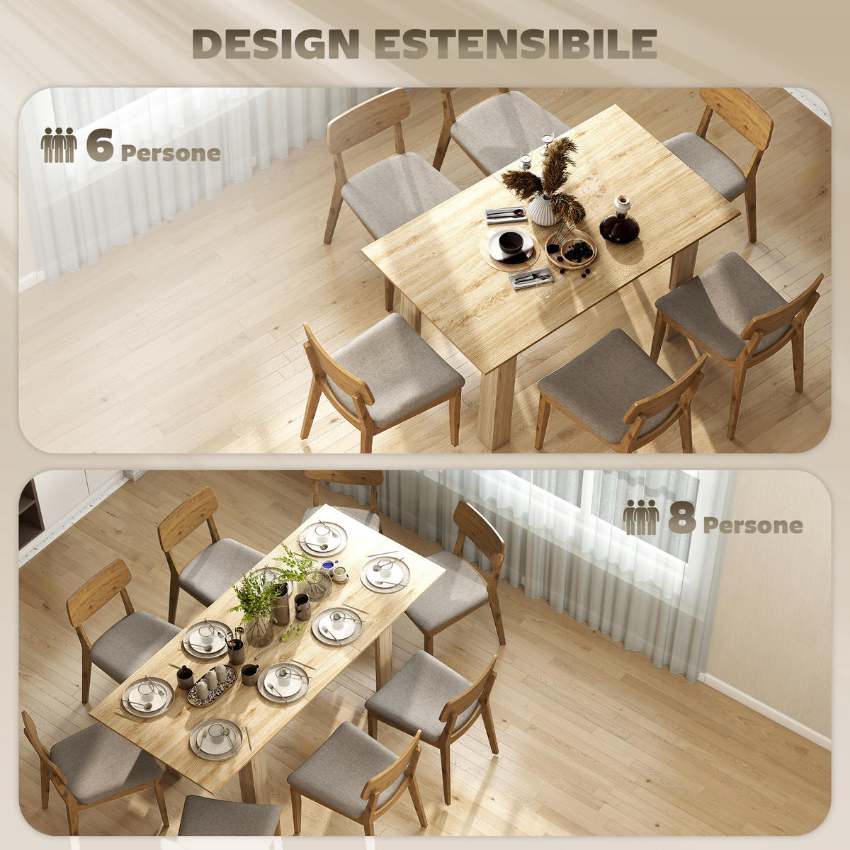 ESSTISCH Holzoptik 1 Stück - Beige, Kunststoff (180/80/75cm) - GiPP