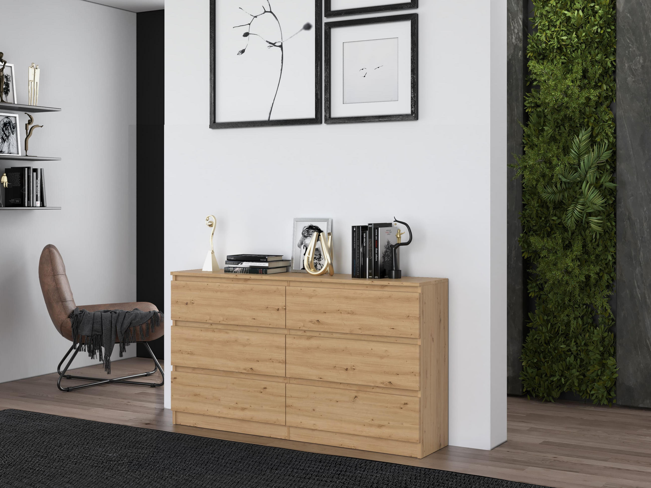 Thumbnail - CDF Kommode, Eiche Artisan, Holzwerkstoff, 138x75x40 cm, Wohnzimmer, Kommoden & Sideboards, Kommoden