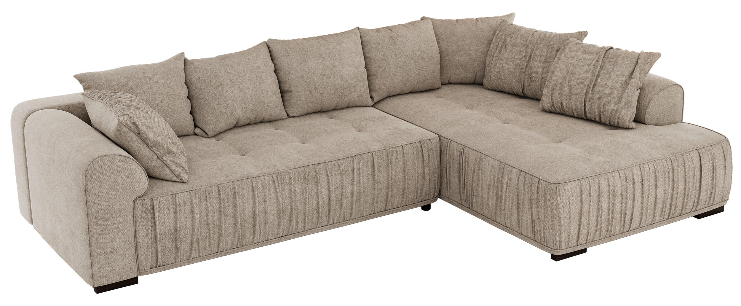 ECKSOFA ORTA Beige Stukture - Rechts - Beige/Schwarz, Textil (200/325cm) - MKS