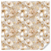TAPETE - Blumen - künstlerisch - Gold - 220x220 cm - Beige, Papier (220/220cm) - OnlyWow