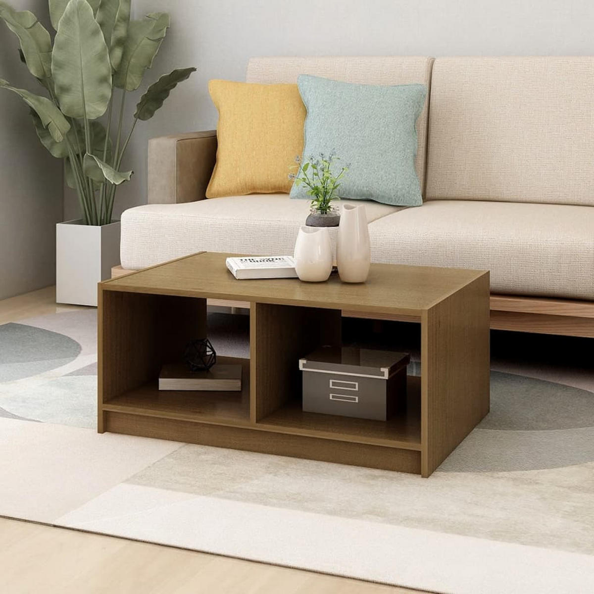 COUCHTISCH Honigbraun 75x50x33,5 cm Massivholz Kiefer - Braun, Holz (75/50/33.5cm) - furnicato