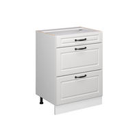 KÜCHENUNTERSCHRANK R-Line Weiß Landhaus 60 cm mit Schubladen, ohne AP - Creme/Weiß, Holzwerkstoff (60/81.6/46cm) - Vicco