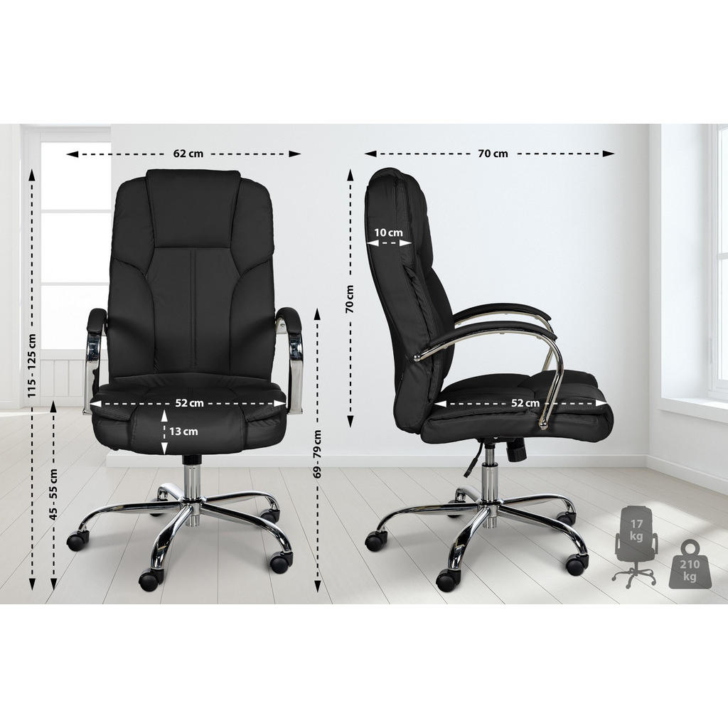 Thumbnail - CLP Chefsessel, Schwarz, Textil, 62x115x70 cm, Arbeitszimmer, Bürostühle, Chefsessel