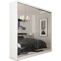 SCHWEBETÜRENSCHRANK Darix 200 cm mit Spiegel, 2-türig, weiß - Weiß, Kunststoff (200/216/61cm) - Margaret Hadas24