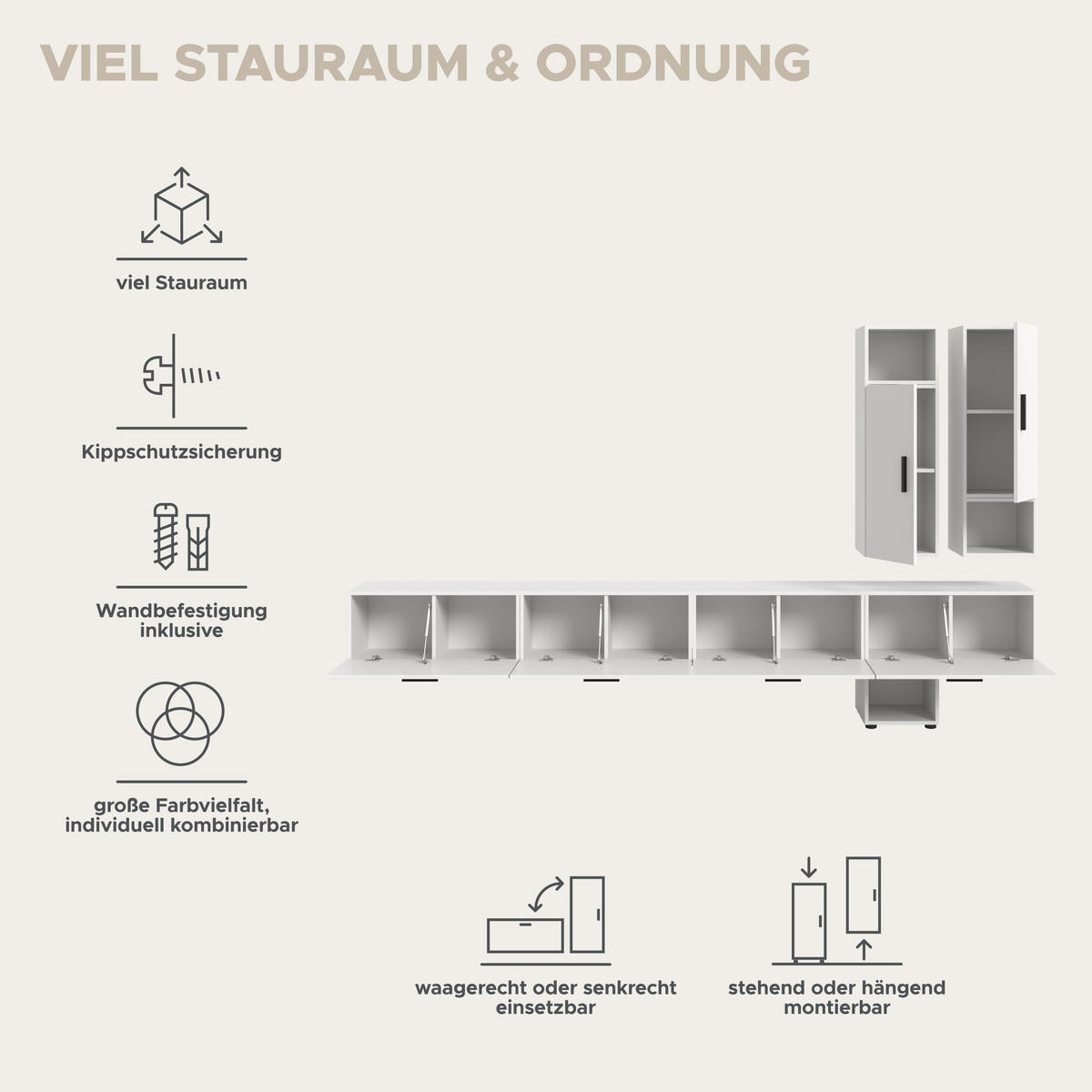 WOHNWAND The One weiß 300/34/178 cm - Weiß, Holzwerkstoff (300/178/34cm) - Xonox