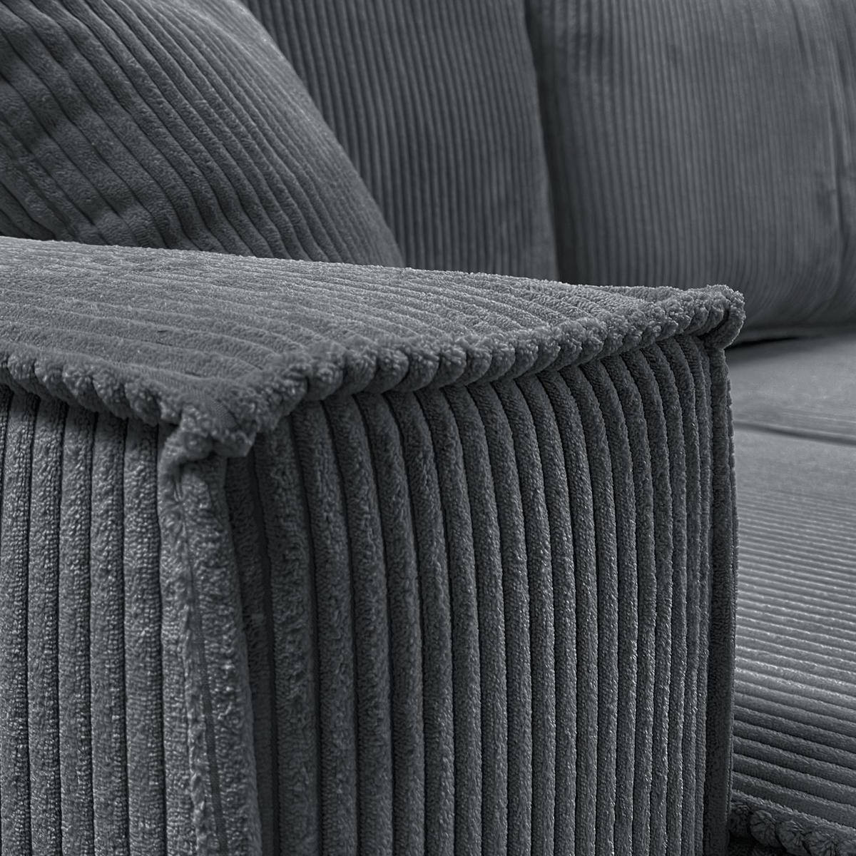 ECKSOFA Gepolstertes CARLO XL Cord mit Schlaffunktion und Bettkasten, Poso 34 - Dunkelgrün, Textil (277/143cm) - Lookway