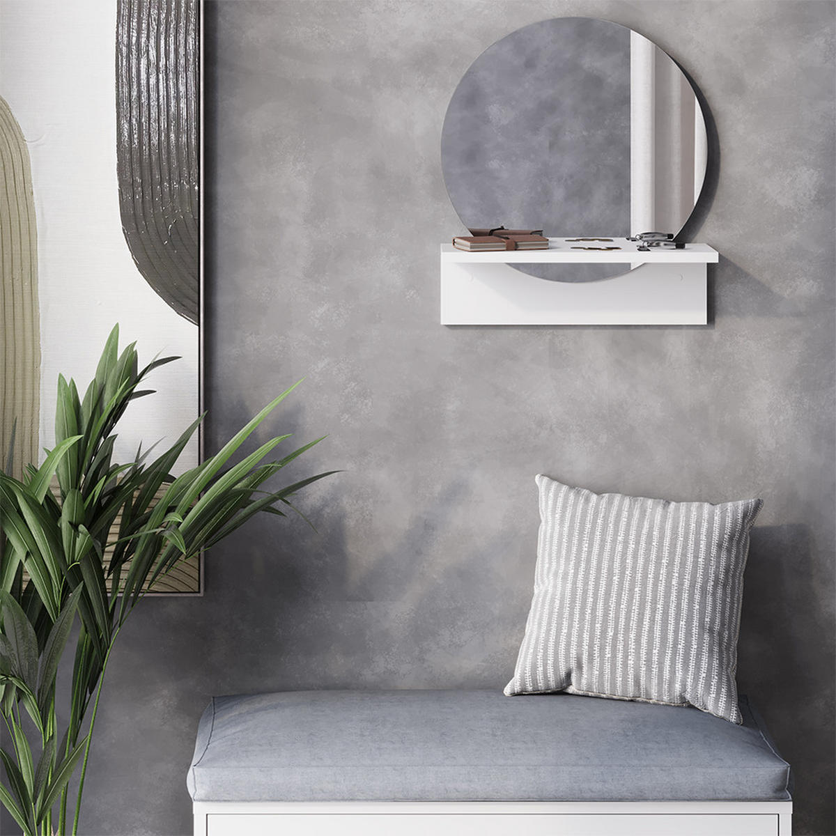 BADEZIMMERSPIEGEL Elyra Weiß 40 x 47.5 cm mit Ablage - Weiß, Holzwerkstoff (40/47.5/15cm) - Vicco