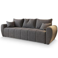 BETTSOFA MADISON Hellgrau Dünner Stoff mit Schlaffunktion - Hellgrau, Textil (242/82/80cm) - MASSENO
