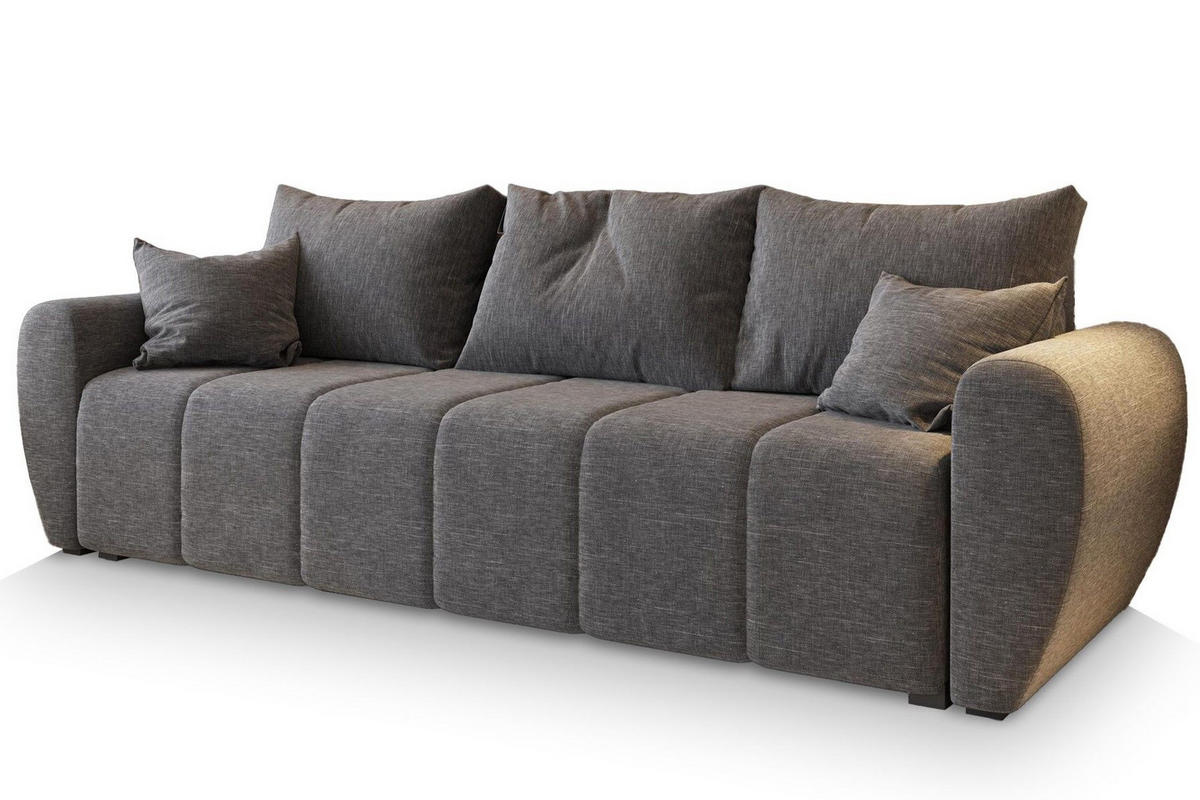 BETTSOFA MADISON Hellgrau Dünner Stoff mit Schlaffunktion - Hellgrau, Textil (242/82/80cm) - MASSENO
