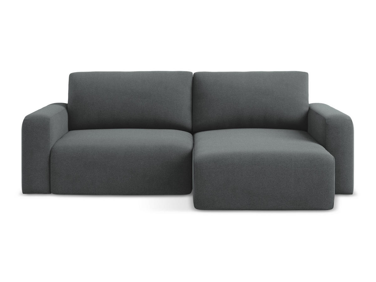 ECKSOFA mit Schlaffunktion rechts Strukturstoff Stoff Grau - Schwarz/Grau, Kunststoff/Textil (244/149cm) - Makamii