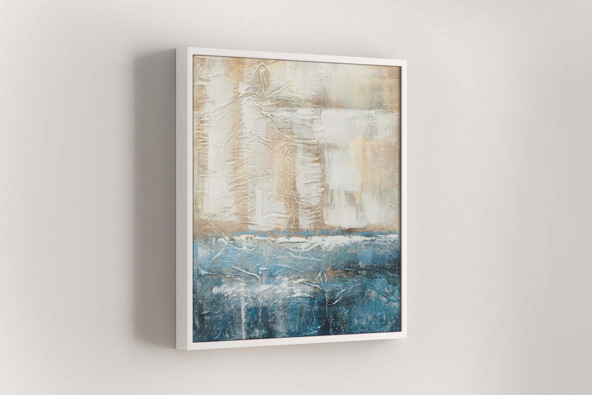 ACRYLBILD HANDGEMALT 60/60 cm - Blau/Beige, Holz/Textil (60/60cm) - KUNSTLOFT
