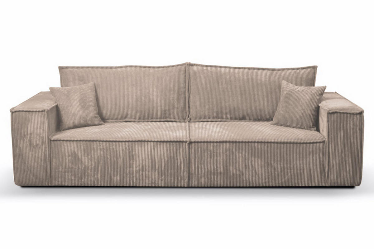 SCHLAFSOFA mit Bettkasten und Cordstoff MONA Hellbraun - Braun, Holzwerkstoff (255/85/105cm) - Compleo24