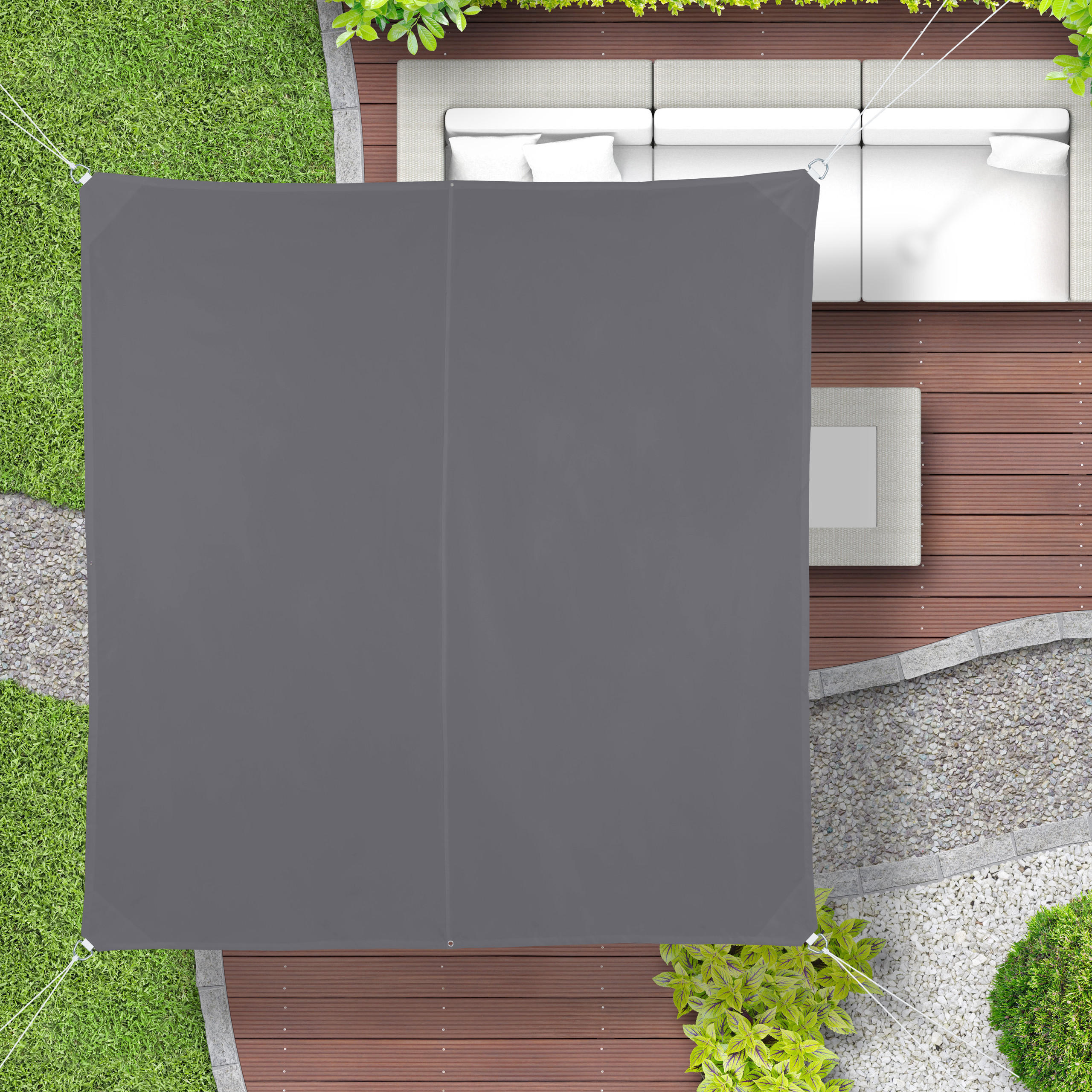 SONNENSEGEL - Grau, Textil/Metall (500/500cm) - Relaxdays
