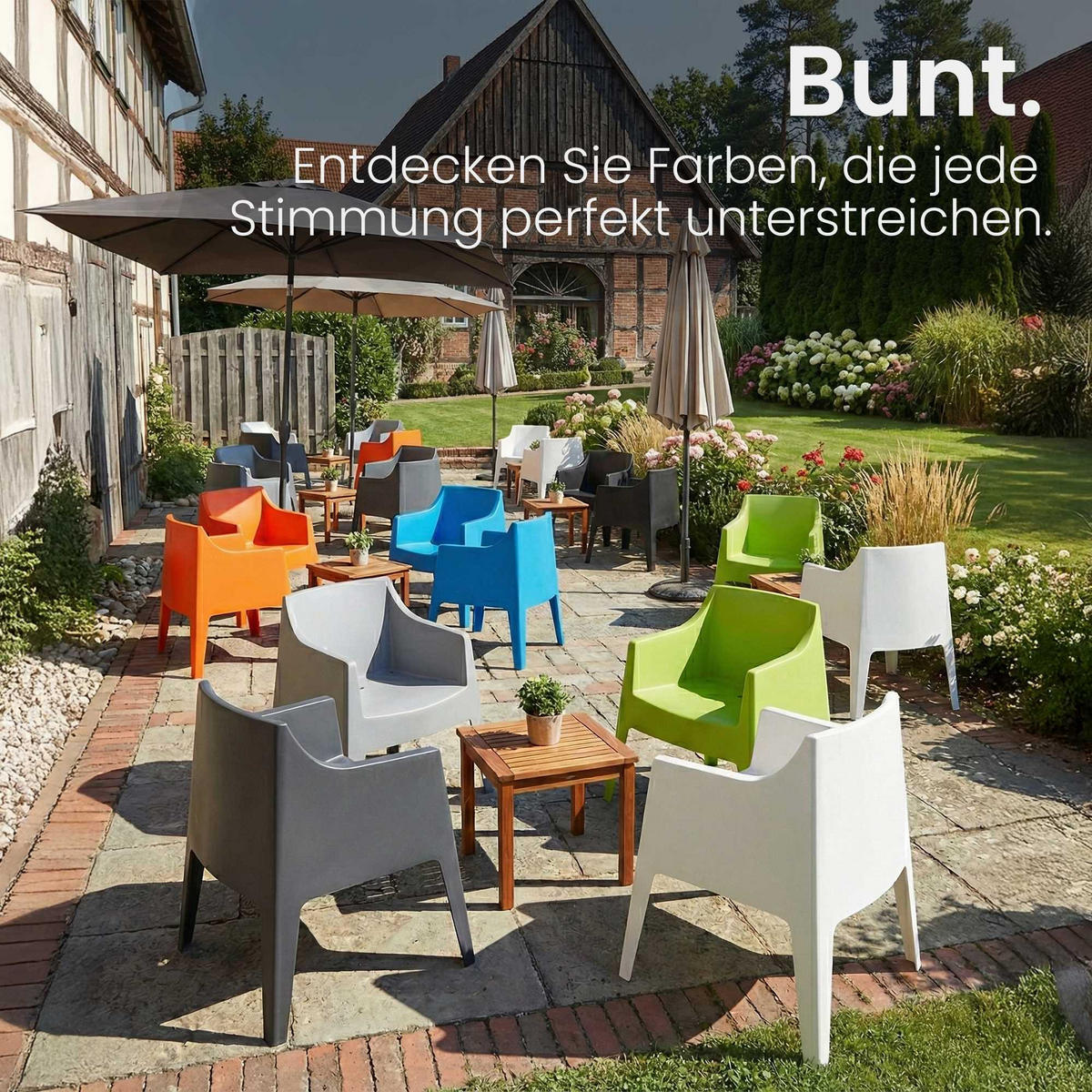 GARTENSTUHL 4er Set Kunststoff Blau - Blau, Kunststoff (73/78/57cm) - CLP