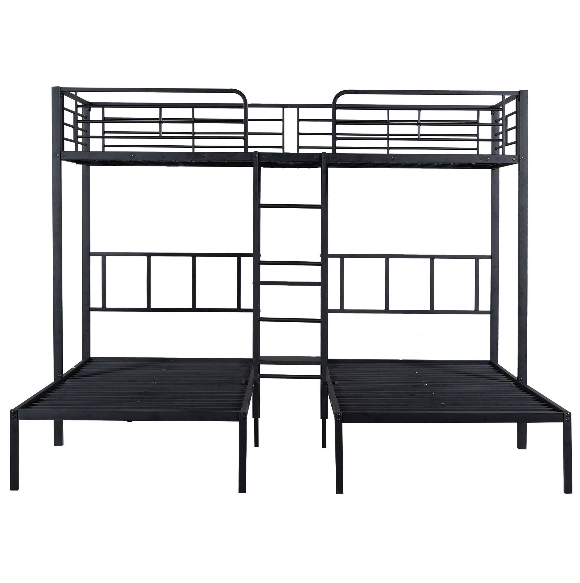 Redom PALANDA 227/205,5/170 cm pro 3 osoby s bezpečnostním zábradlím, žebříkem a odkládací deskou, Černá