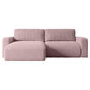 ECKSOFA mit Schlaffunktion und Bettkasten KLEEA-L - 247x143x83 cm Rosa Cord - Schwarz/Rosa, Holzwerkstoff/Kunststoff (247/143cm) - ALTDECOR