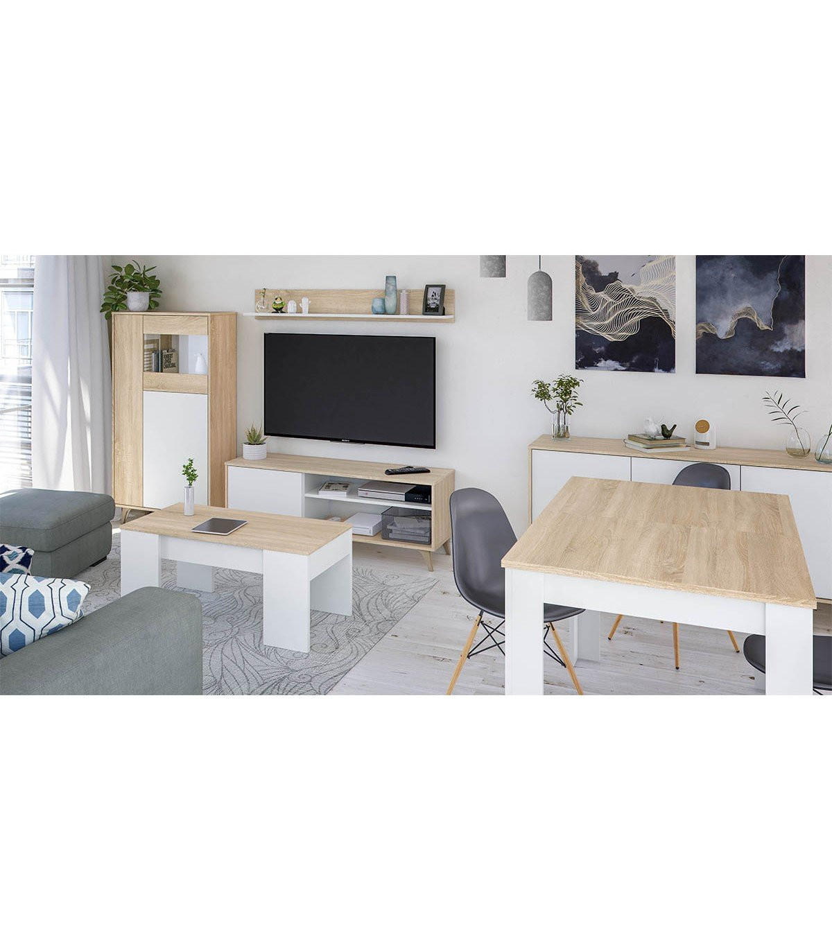 COUCHTISCH mit hochklappbarer Platte L100 cm - Alida - Weiß, Holzwerkstoff (100/50/45cm) - Calicosy