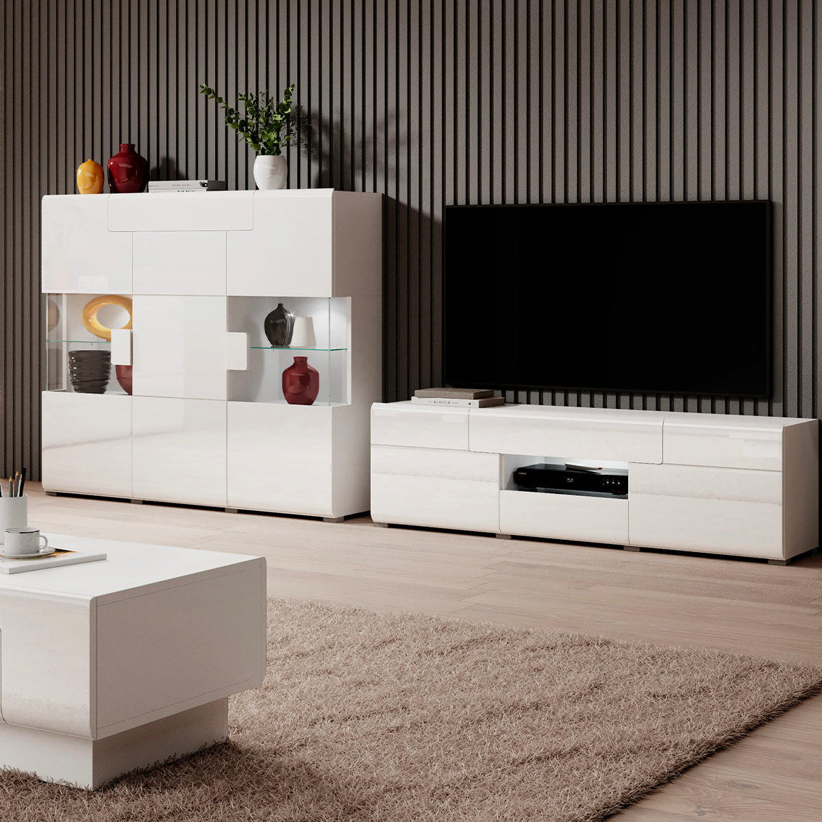 TV OMARICA Jules Bela - bela, leseni material (159/47/39cm) - Petits-meubles