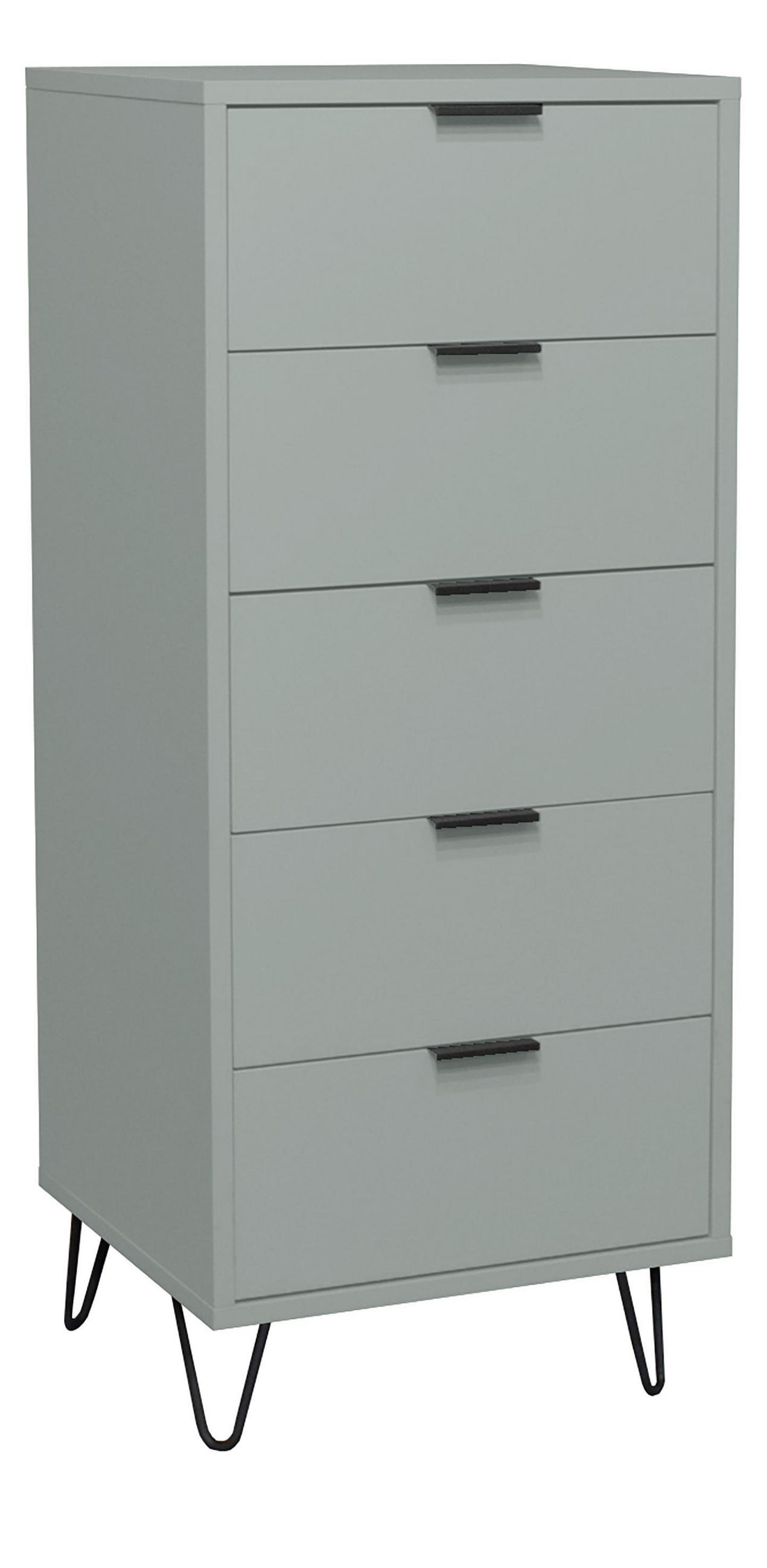 KOMMODE Erna 51x45x123 Pinie Green matt Lack - Grün, Holzwerkstoff (51/123/45cm) - 58aufmkessel