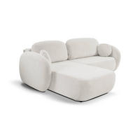 ECKSOFA AMICO L-S Weiß Geflochtener Stoff mit Schlaffunktion - Weiß, Holz (248/174cm) - MASSENO